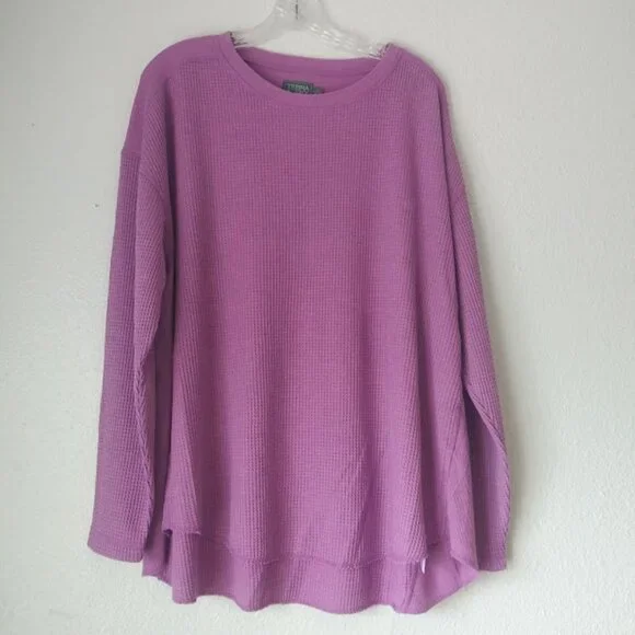 Terra & Sky women's size 1X violet waffle knit sweater - Picture 1 of 15
